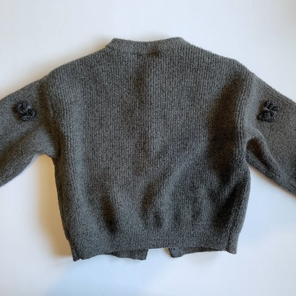 Zara Kids Knit Grey Bow Sweater 3-4 Years Toddler Girls - Picture 3 of 4